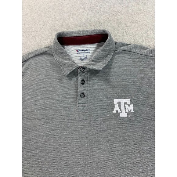 Texas A&M Aggies Champion Short Sleeve Polo Shirt (Men's XL) Gray - Picture 2 of 11